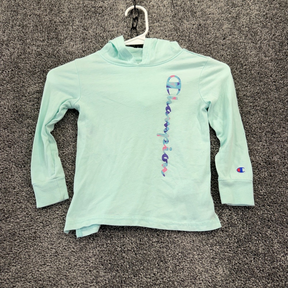 Champion Hoodie Girls 4 Mint Green Long Sleeve Graphic Pullover Athletic Shirt